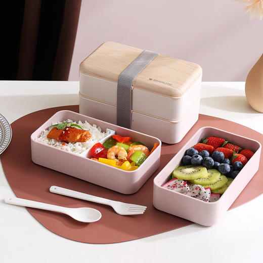 【日用百货】-INS网红日式双层饭盒塑料分格便当盒 商品图1