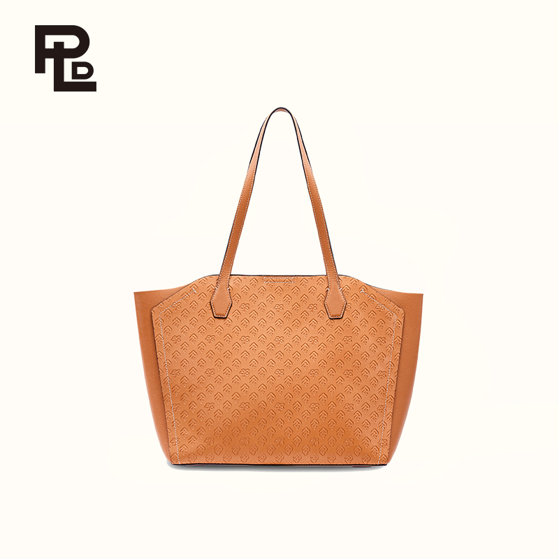 保兰德PLD东方雅奢45度老花压纹头层牛皮贝壳单肩托特包通勤必备女包