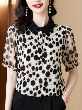 MZ 6424雪纺衬衫洋气妈妈别致爆款小衫上衣