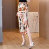 仿真丝缎油画印花，开叉包臀裙优雅高腰显瘦半身裙AHM-yme7088 商品缩略图1