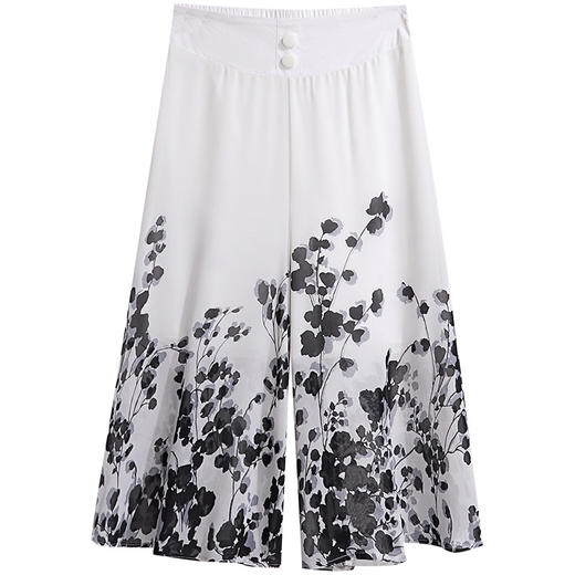 夏款通勤优雅，宽松时尚印花雪纺裙裤后腰松紧气质阔腿七分裤MYX-9414 商品图4