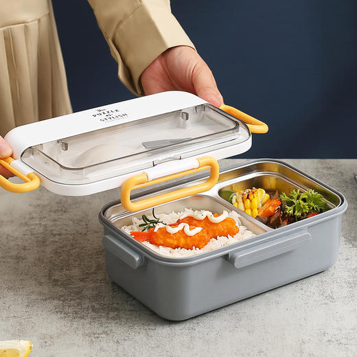 【日用百货】- 304不锈钢带餐具可注水加热午餐盒 商品图2