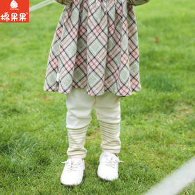 棉果果秋季新品女童螺纹弹力米白百搭打底裤M322206223444