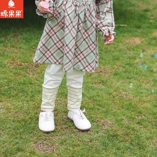 棉果果秋季新品女童螺纹弹力米白百搭打底裤M322206223444 商品图1