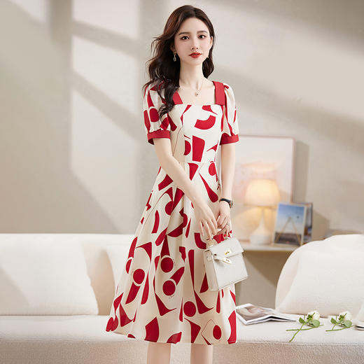 夏季新款，拼色优雅方领连衣裙HR-ZYIF2523-1 商品图7