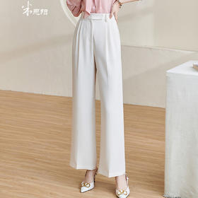 剩XXL/S/L/XL 米思阳2026春季新款百搭通勤压褶西装裤垂感黑色阔腿裤长裤女1750