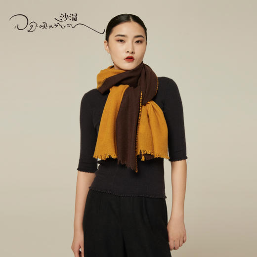 西藏氆氇两色羊绒披肩SJF94P389W 商品图4