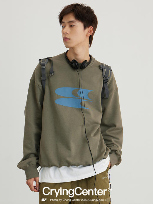 CryingCenter莫兰迪色系经典logo圆领套头毛线圈长袖卫衣哭喊中心 商品图4