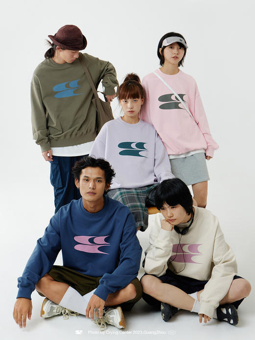 CryingCenter莫兰迪色系经典logo圆领套头毛线圈长袖卫衣哭喊中心 商品图1