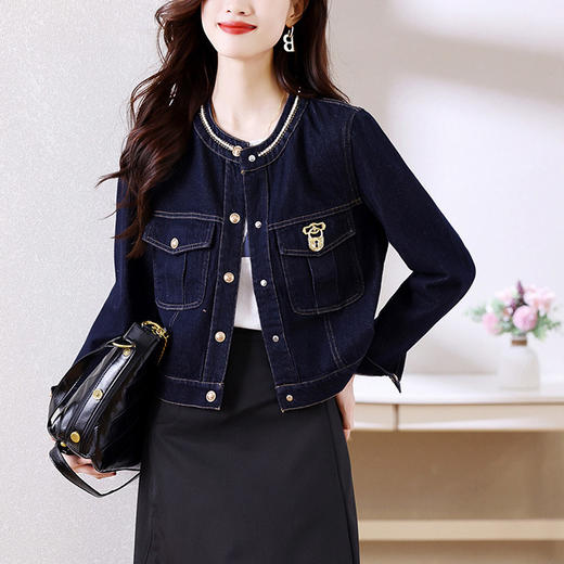 HR WA22729牛仔外套复古休闲工装夹克上衣 商品图3