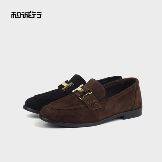 和诚行 2023秋冬新款通勤平底单鞋女英伦风百搭复古乐福鞋1830045 商品图3