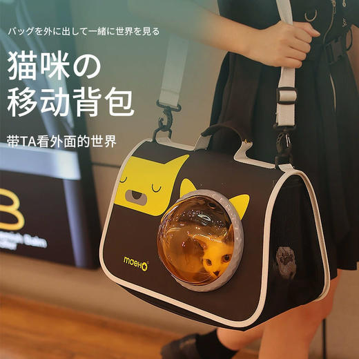 新款印花双肩手提猫包 可折叠大容量高颜值 太空舱背包 商品图0