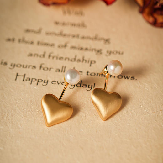 Manreya玛芮雅“心悦”淡水珍珠铜镀金耳钉法式浪漫小众轻奢 商品图8