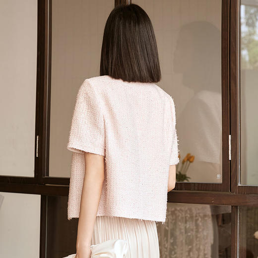 玳莎秋季小香风短袖外套女2023新款法式高级感长袖圆领夹克上衣  DC37101 商品图3