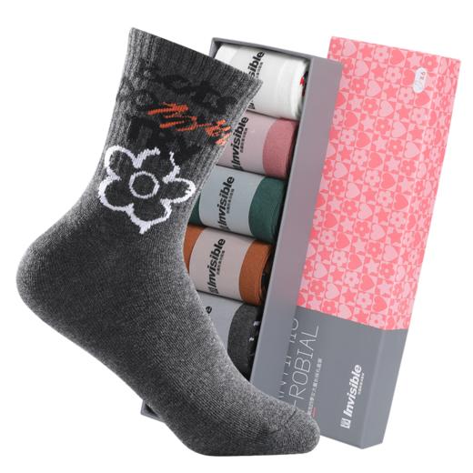 隐形盾 四季潮流抗菌防臭休闲速干女大童中筒袜子6双装 商品图6