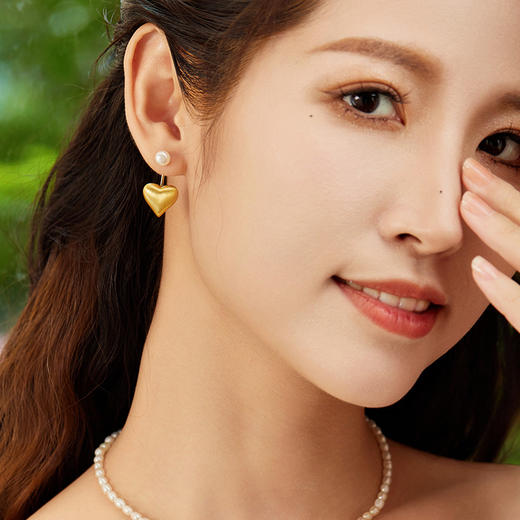 Manreya玛芮雅“心悦”淡水珍珠铜镀金耳钉法式浪漫小众轻奢 商品图1