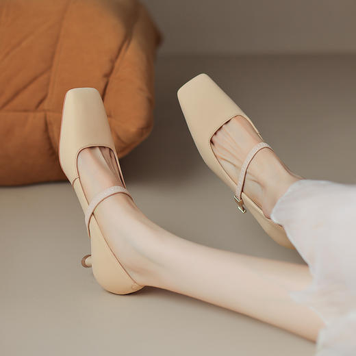 纯色优雅，里外全皮细跟玛丽珍高跟单鞋WC-M7342 商品图13