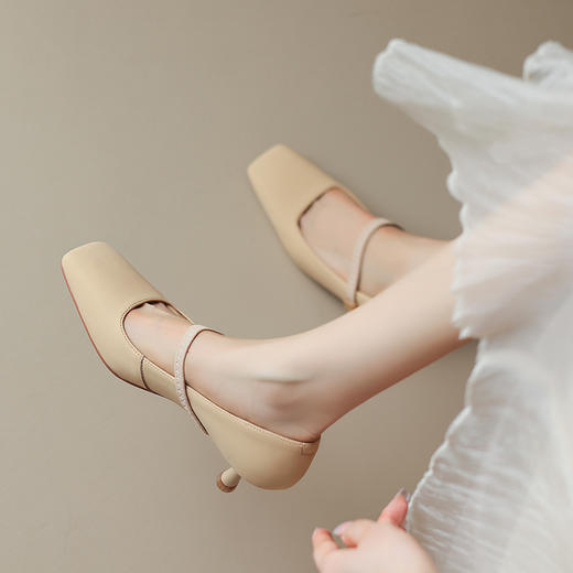 纯色优雅，里外全皮细跟玛丽珍高跟单鞋WC-M7342 商品图11