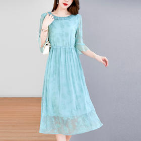 SM  82393182真丝桑蚕丝连衣裙女时尚气质高贵短袖裙