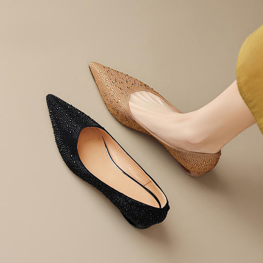 秋季新款，镶钻尖头低跟浅口单鞋QJR-A167 商品图6