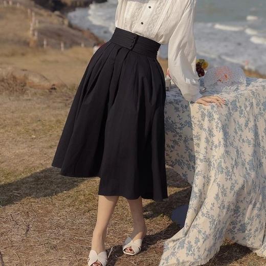 【三粒扣半身裙】春夏季新款裙子 法式复古高腰a字裙 中长款伞裙户外街拍 商品图2