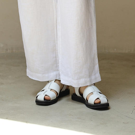 绽放081朵/白色包头凉鞋厚底沙滩罗马鞋平底单鞋 商品图0