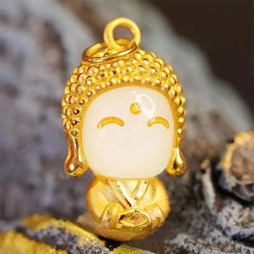 【特价】开心玉面小金佛 和田玉黄金吊坠  终身保真！包邮 商品图6