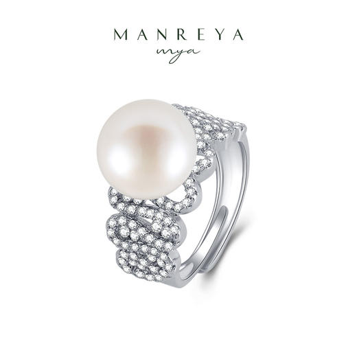 Manreya玛芮雅“银河夜曲”铜镀白金淡水珍珠戒指 商品图1