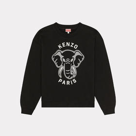 KENZO 高田贤三 女士大象徽标印花棉质长袖卫衣 黑色 FD62 SW093 4MF 99J