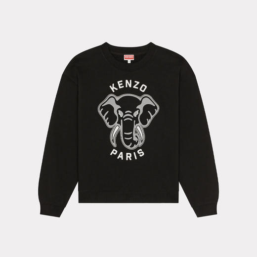 KENZO 高田贤三 女士大象徽标印花棉质长袖卫衣 黑色 FD62 SW093 4MF 99J 商品图0