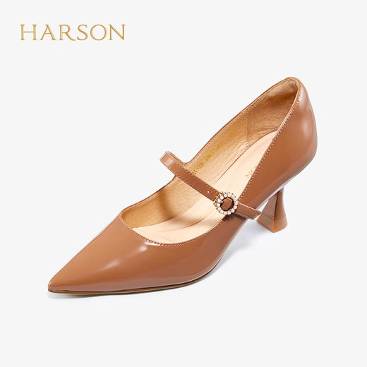 【自营】哈森 新款纯色通勤尖头细高跟鞋玛丽珍女单鞋新娘婚鞋 HS227126 商品图2