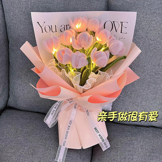 【小红书同款马克龙蓝郁金香花束材料包】扭扭棒diy生日手工礼物 不褪色专业美术色粉 制作简单容易不伤手 商品图1