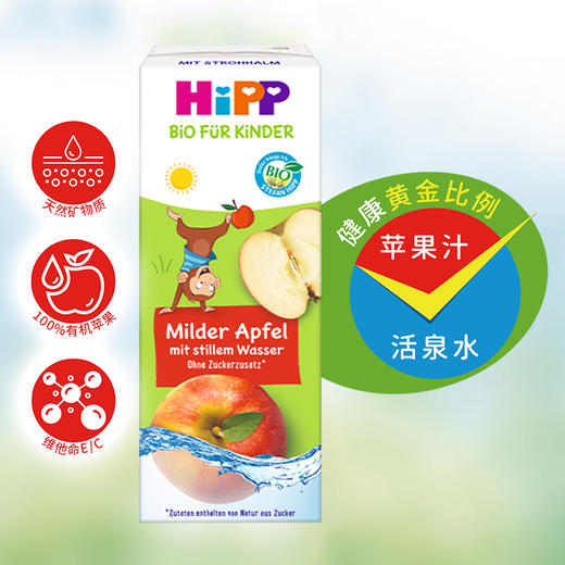 新品（香港直邮）HiPP有機活泉水蘋果汁200ml*15盒/箱 採用100%有機蘋果 無香料、無添加糖分、無色素及無防腐劑 商品图1