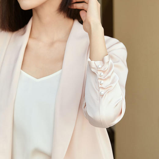 玳莎七分袖青果领真丝西装一粒扣通勤百搭桑蚕丝外套  DC37301 商品图2