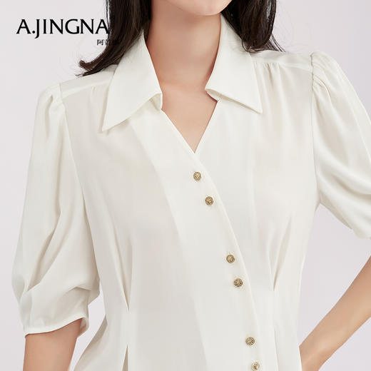 【商场同款】阿菁娜设计感气质灯笼短袖衬衫A28X109013 商品图4