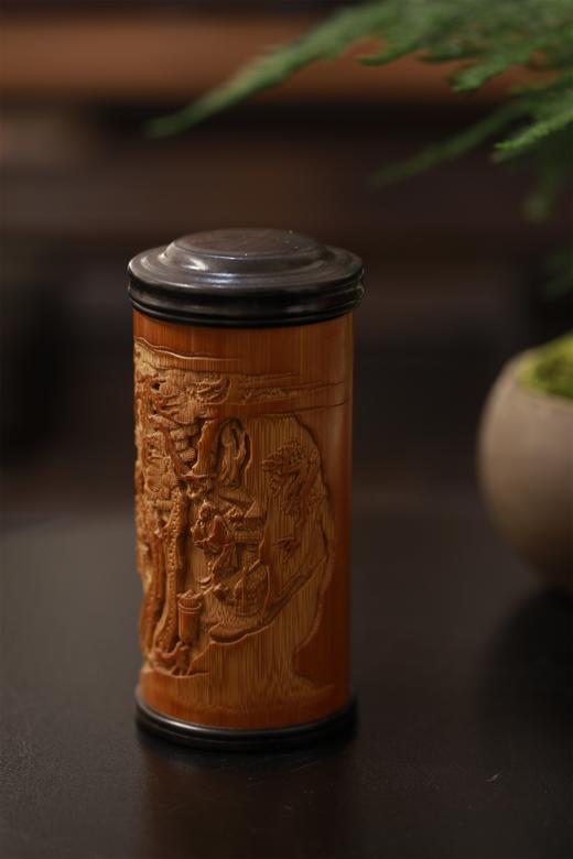 弈棋图/棋开得胜°竹雕茶叶罐 商品图3