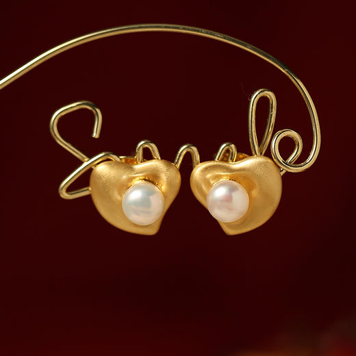 Manreya玛芮雅“炽热絮语”铜镀金淡水珍珠耳钉轻奢法式小众 商品图8