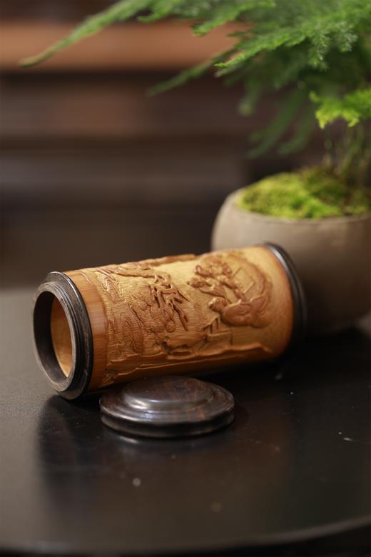 弈棋图/棋开得胜°竹雕茶叶罐 商品图5