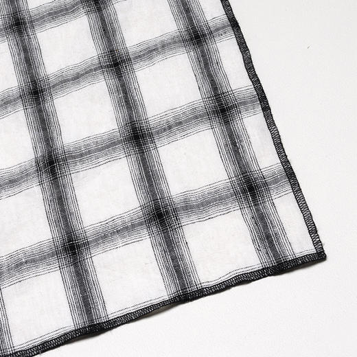 伽罗生活黑白格纹色织亚麻桌布进口雨露麻餐桌圆桌茶几高级感布艺 商品图3