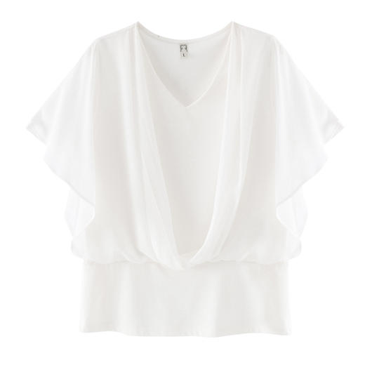 ZR-18536夏季新款大码女装胖mm洋气v领遮肚子收腰显瘦雪纺衬衫 商品图4