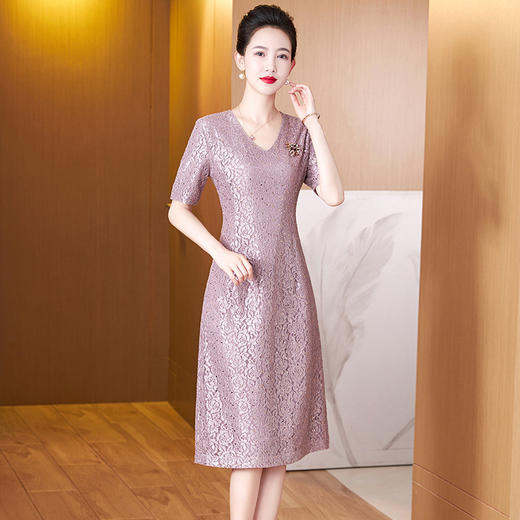 中老年夏新款结婚礼服，喜婆婆妈妈装洋气时尚修身连衣裙LC2366 商品图2