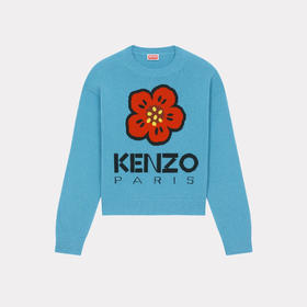 KENZO 高田贤三 女士“BOKE FLOWER”徽章羊毛针织衫 浅蓝色 FD62 PU430 3LD 69