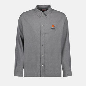 KENZO 高田贤三 男士“BOKE FLOWER”徽章刺绣棉质长袖衬衫 灰色 FD65 CH410 9DU 97