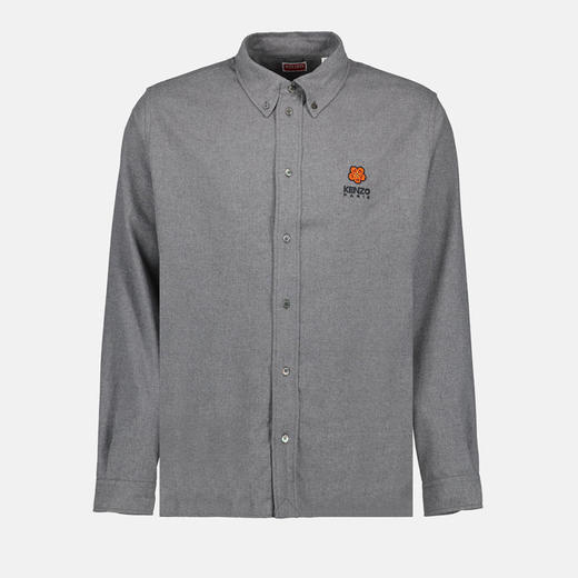 KENZO 高田贤三 男士“BOKE FLOWER”徽章刺绣棉质长袖衬衫 灰色 FD65 CH410 9DU 97 商品图0