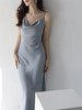 醋酸质感缎面荡领吊带连衣裙女感夏季气质显瘦收腰长裙 商品缩略图3