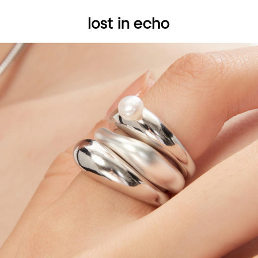 lost in echo原创设计师款轻奢高级流线珍珠三层叠戴组合戒指女 商品图3