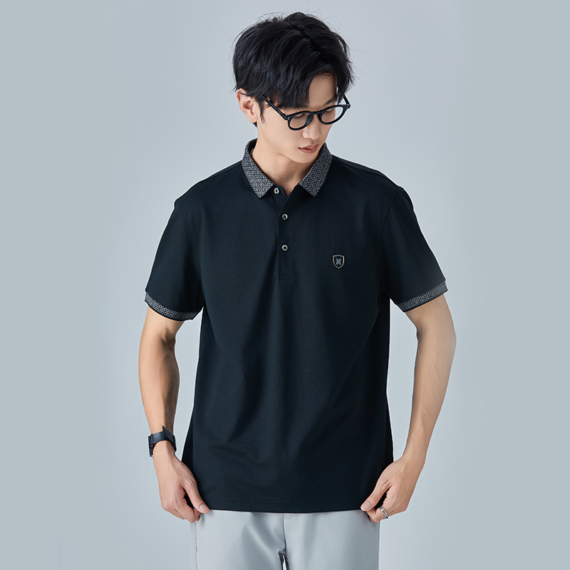 HX 夏季翻领短袖T恤桑蚕丝Y102320319101/02/03POLO杉