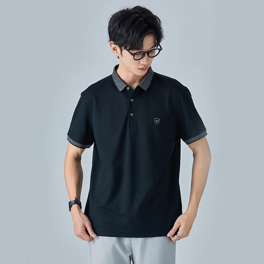 HX 夏季翻领短袖T恤桑蚕丝Y102320319101/02/03POLO杉 商品图0