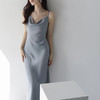 醋酸质感缎面荡领吊带连衣裙女感夏季气质显瘦收腰长裙 商品缩略图7