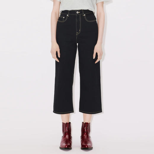 【二】KENZO 高田贤三 女士字母徽标 SUMIRE 九分牛仔裤 黑色 FD62 DP223 6C1 BM 商品图1